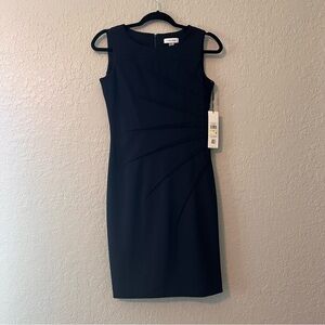 Calvin Klein Women’s Sheath Dress Size 4P NAVY BLUE Zippered Sleeveless NWT #102